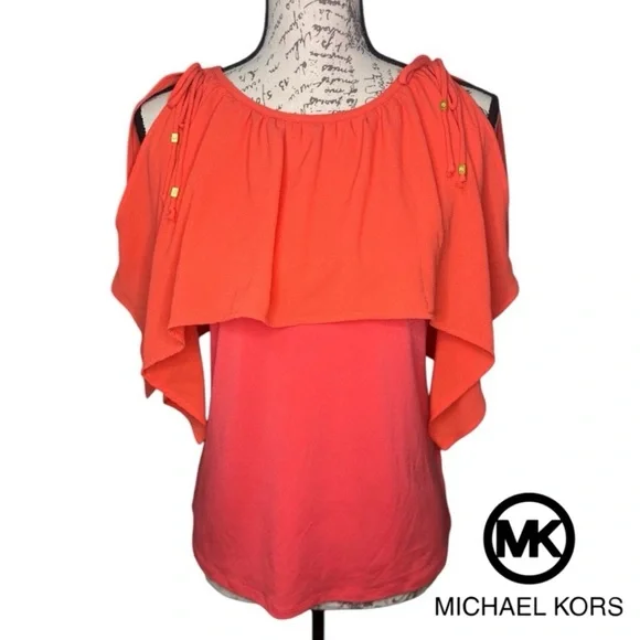 Michael Kors Open Shoulder Orange Blouse for Women Size Petite P - Picture 6 of 14